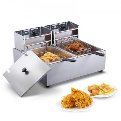 VEVOR Friteuse Electrique Commerciale Friteuse &agrave; Huile 2 Cuves Inox 10 L 5000 W