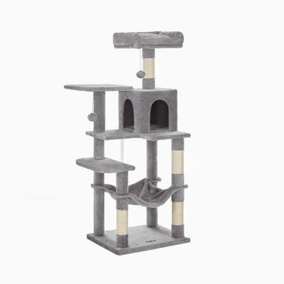 FEANDREA Arbre &agrave; chat avec hamac, Gris Clair / L (55 x 45 x 143 cm)