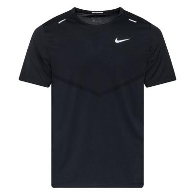 NIKE  T-shirt Running Dri-FIT Rise 365 - Noir/Argent&eacute;, pointure Large Tall