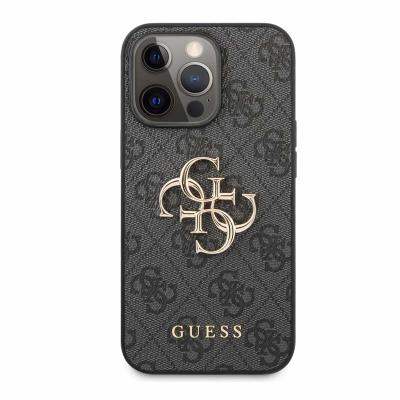 GUESS  Big 4G - Coque en m&eacute;tal avec logo - iPhone 13 Pro Max - Gris