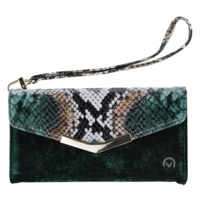 MOBILIZE  2-in-1 - Gelly Velvet &Eacute;tui Portefeuille iPhone 12 Pro - Vert / Serpent