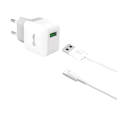 CELLY  Usb Home Fast Charger With Type C Cable Blanc