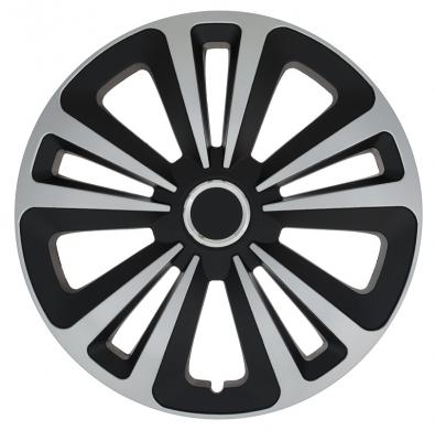 JESTIC M.T.R. Lot de 4 enjoliveurs TRM Noir/argent&eacute; Taille 15"" Universel (14"")