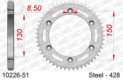 AFAM Couronne  51 dents acier standard pas 428 type 10226