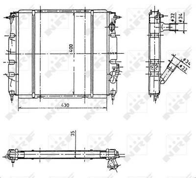 NRF  B.V. Radiateur moteur pour RENAULT: Express, Rapid, Extra (Ref: 507344)