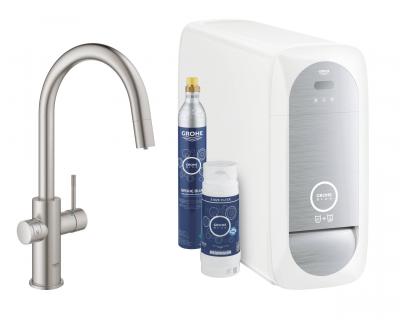 GROHE  Blue Home Kit de d&eacute;marrage Mitigeur bec C Supersteel (31541DC0)