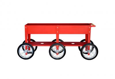 HERSTERA  - Garden M&eacute;tal Lit sur&eacute;lev&eacute; Wheels Rouge 186x50x80 cm