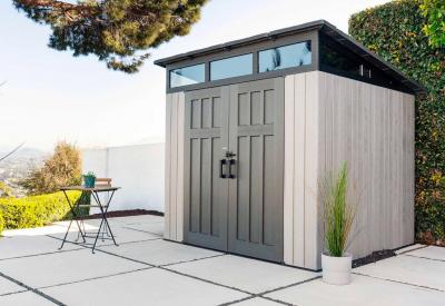 HABRITA Abri de jardin r&eacute;sine - Imitation bois avec plancher - 6,45m&sup2;