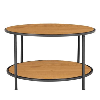 Table Basse Aspect ch&ecirc;ne avec Cadre Noir &Oslash; 80 x 45 cm