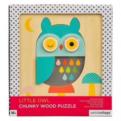 PETIT COLLAGE  PTC318 Chunky Wooden Tray Owl Puzzle, Multi
