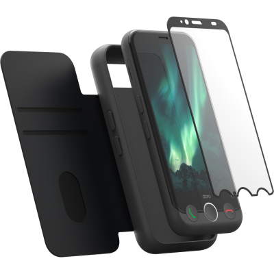 DORO  Aurora A10 GRAPHITE + wallet case + screen protector