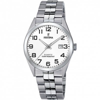 FESTINA Montre  Classics F20437/1 Blanc, Bracelet En Acier, Homme