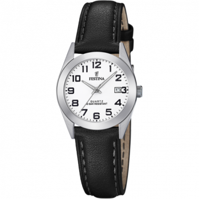 FESTINA Montre  Classics F20447/1 Blanc, Bracelet Cuir, Femme