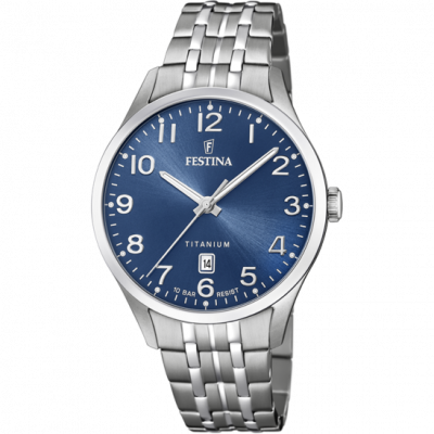FESTINA Montre  Titanium F20466/2 Bleu, Bracelet En Titane, Homme