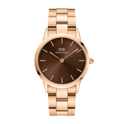DANIEL WELLINGTON  DW Montre Iconic Link Amber 36mm Or rose