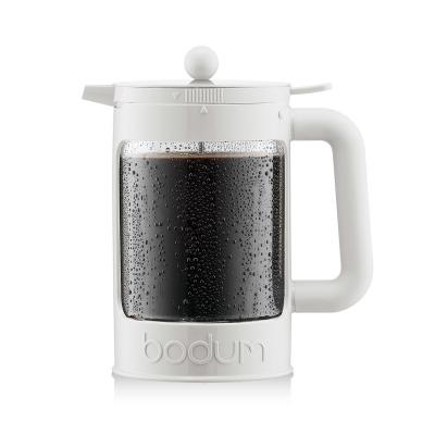 BODUM  BEANSET Cafeti&egrave;re &agrave; piston, 12 tasses, 1.5 l, en plastique, avec deux couvercles Blanc