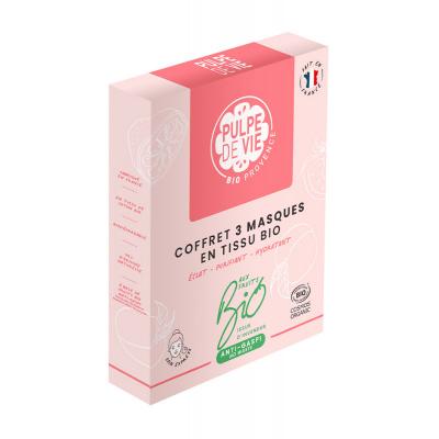 PULPE DE VIE  Coffret 3 Masques en Tissu 3 X 15 ml - Coffret 3 Masques
