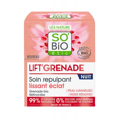 LEA NATURE SO BIO ETIC So bio grenade soin nuit repulpant 50ml coe/pot verre/etui