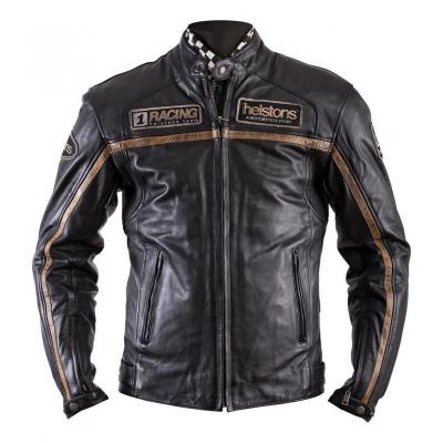 HELSTONS Daytona Veste En Cuir Noir Beige  