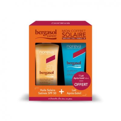 BERGASOL  Coffret solaire Huile satin&eacute;e SPF50 100ml + Lait apr&egrave;s soleil 100ml