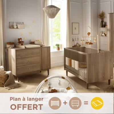 SAUTHON Chambre B&eacute;b&eacute;, Lit &Eacute;volutif Et Commode &Agrave; Langer - Mokka Marron