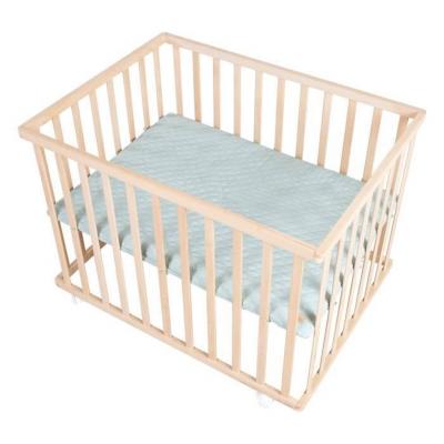 ROBA Parc B&eacute;b&eacute; En Bois Massif + Tapis D&eacute;perlant  Style Naturel - Vert Givr&eacute;