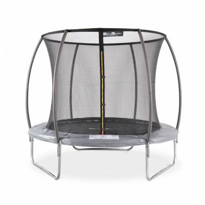 SWEEEK Trampoline Rond &Oslash; 250 Cm Gris Avec Filet De Protection Int&eacute;rieur - Pluton Inner - Nouveau Mod&egrave;le -