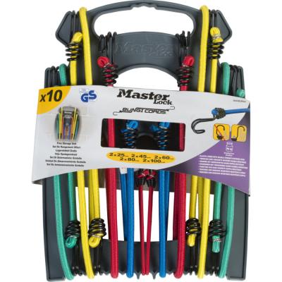 MASTER LOCK  3043eurdat Elastic Band With Hook 10 Units Multicolore