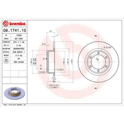 BREMBO  08.1741.10 - Disque de Frein Avant - Jeu de 2 disques
