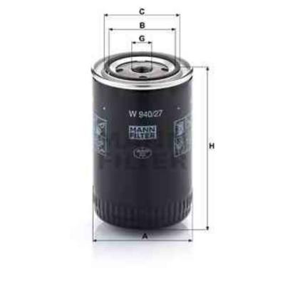 MANN FILTER Filtre a  huile MANN-FILTER W 940/27 (X1)