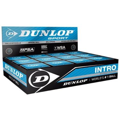 DUNLOP  Intro Single Blue Dot Squash Balls Box Noir 12 Balls
