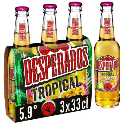 DESPERADOS TROPICAL Bi&egrave;re Aromatis&eacute;e Rhum Et Fruit De La Passion Desperados - Le Pack De 3 Bouteille De 33cl