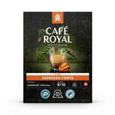  Caf&eacute; Capsules Compatibles Nespresso Espresso Forte N&deg;8 Cafe Royal - La Boite De 18 Capsules