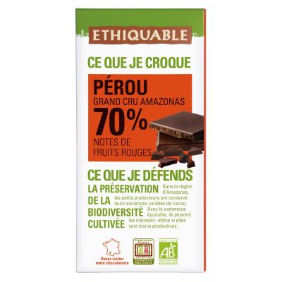 ETHIQUABLE Chocolat noir 70% P&eacute;rou BIO,  (100 g)