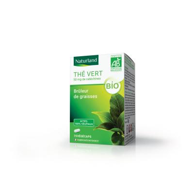 NATURLAND  Th&eacute; Vert Bio 75 Capsules V&eacute;g&eacute;tales - Bo&icirc;te 75 v&eacute;g&eacute;caps