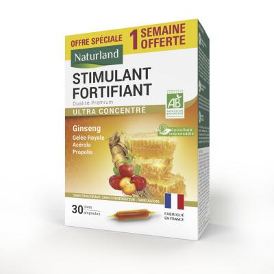 NATURLAND  Stimulant Fortifiant Bio 30 Ampoules de 10 ml dont 7 Ampoules Offertes