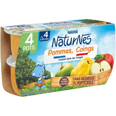 NATURNES Pommes, coings 100% fruits - d&egrave;s 4/6 mois,  Nestl&eacute; (4 x 130 g) 