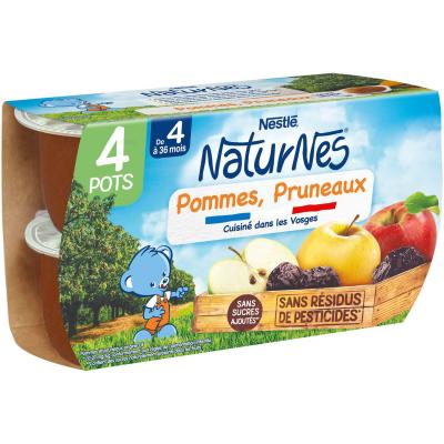 NATURNES Pommes, pruneaux 100% fruits - d&egrave;s 4/6 mois,  Nestl&eacute; (4 x 130 g) 