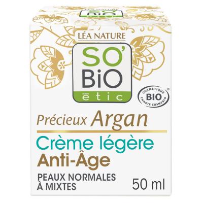 LEA NATURE SO BIO ETIC Cr&egrave;me Anti-&acirc;ge L&eacute;g&egrave;re Jour Pr&eacute;cieux Argan Bio So'bio Etic - Le Pot De 50 Ml