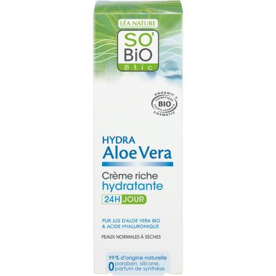 LEA NATURE SO BIO ETIC Cr&egrave;me Visage Hydratante 24h Cr&egrave;me Riche &Agrave; L'aloe Vera Bio So'bio Etic - Le Tube De 50 Ml