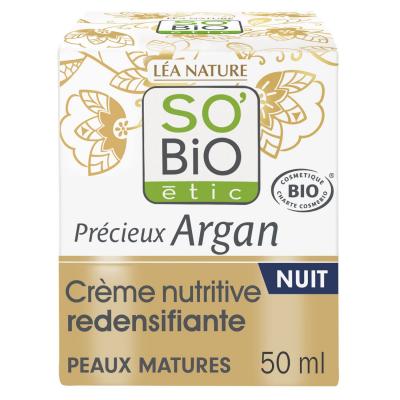 LEA NATURE SO BIO ETIC Cr&egrave;me nutritive redensifiante nuit, pr&eacute;cieux argan peaux matures