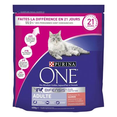 PURINA Croquettes Pour Chat Adulte Saumon  One - Le Sac De 450 G