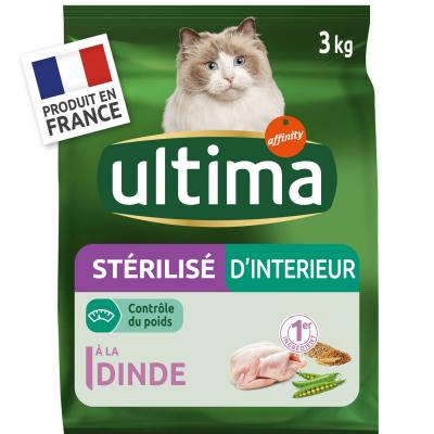ULTIMA  croquettes pour chat &agrave; la dinde (st&eacute;rilis&eacute; d'int&eacute;rieur) - 3 kg