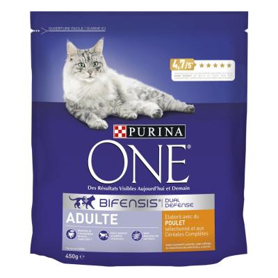 PURINA Croquettes pour chat au poulet,  One (450 g)