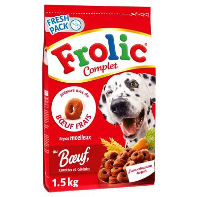  Croquettes Pour Chien Au Boeuf Frolic - Le Sachet De 1,5 Kg