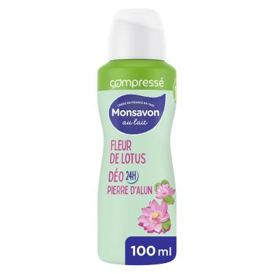 MONSAVON D&eacute;odorant Femme Spray Antibact&eacute;rien Pierre d'Alun Lait & Fleur de Lotus - 100 ml