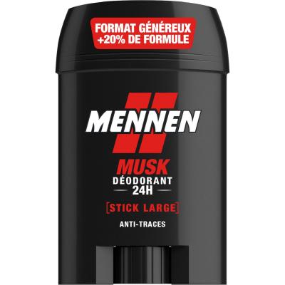 MENNEN Deodorant homme 24H stick large sans alcool anti traces, musk