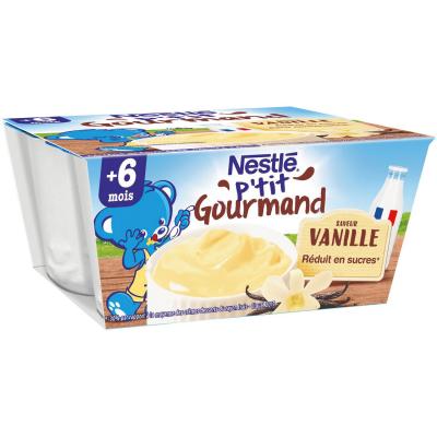 NESTLE BEBE NESTL&Eacute; P'tit Gourmand saveur Vanille - 4x100 g - D&egrave;s 6 mois