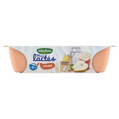 BLEDINA Dessert Lact&eacute; B&eacute;b&eacute; D&egrave;s 6 Mois Poire Mini Lact&eacute;s  - Les 6 Pots De 55g