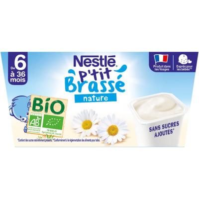 P TI BRASSE Nestl&eacute; p'tit brass&eacute; nature bio 4x90g 